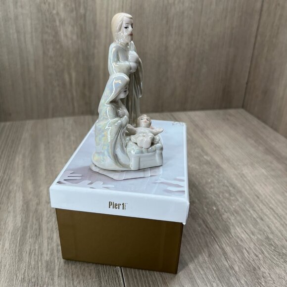Pier 1 Holy Family Nativity Figurine Iridescent Glazed Porcelain Christmas Decor - Picture 5 of 12
